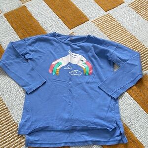 Tea Collection rainbow bunny cornflower blue long sleeve tshirt size girls 8